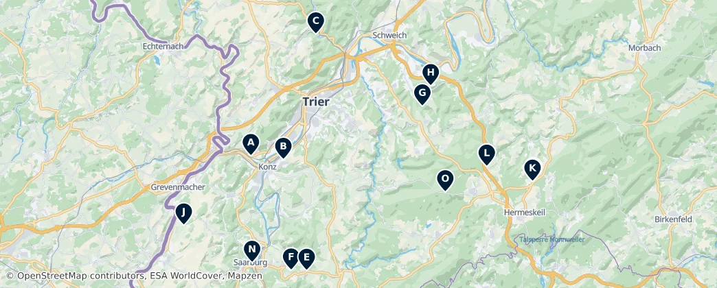 Map of Landkreis Trier-Saarburg