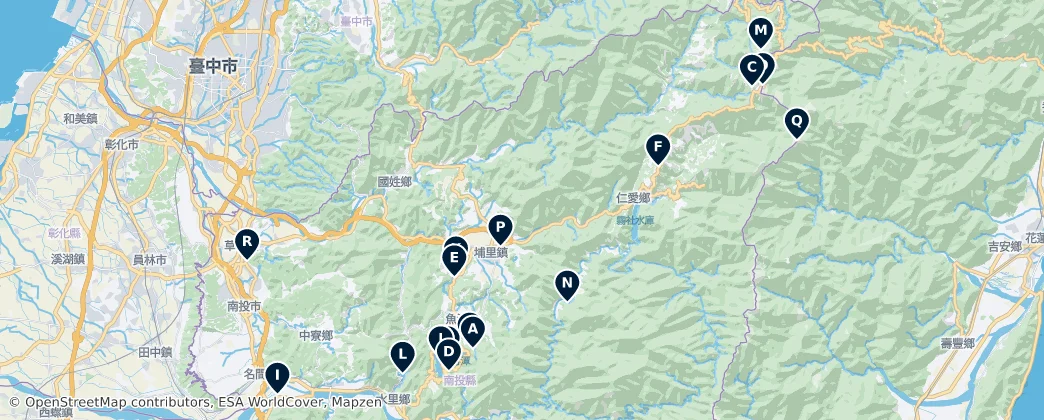 Map of Nantou
