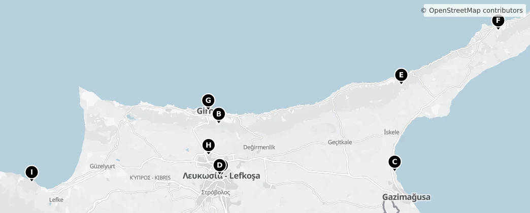 Map of Noord-Cyprus