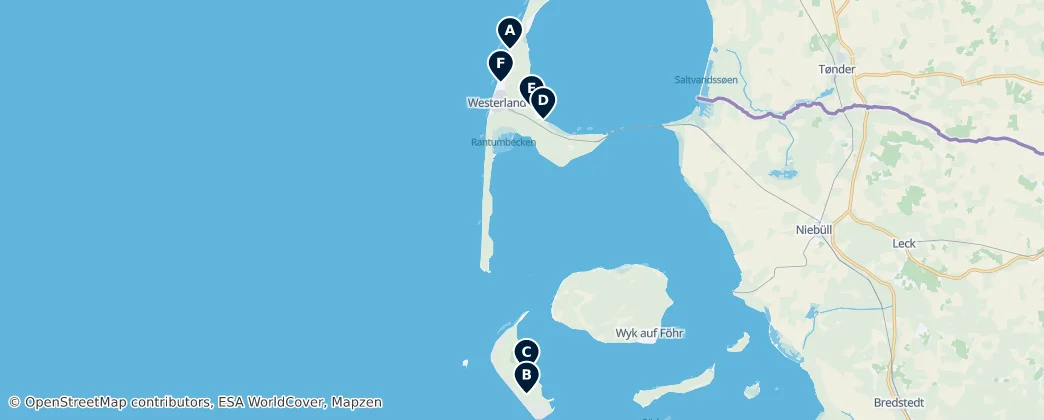 Map of Noord-Friese Waddeneilanden