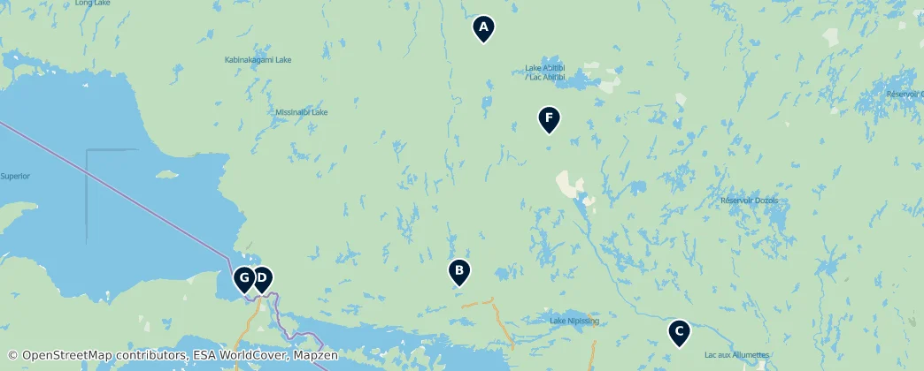 Map of Northeastern Ontario
