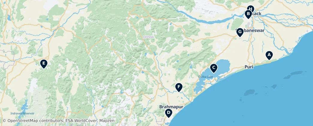 Map of Odisha