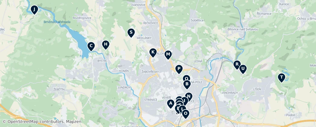 Map of Okres Brno-město