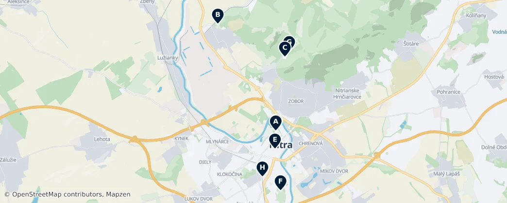 Map of Okres Nitra
