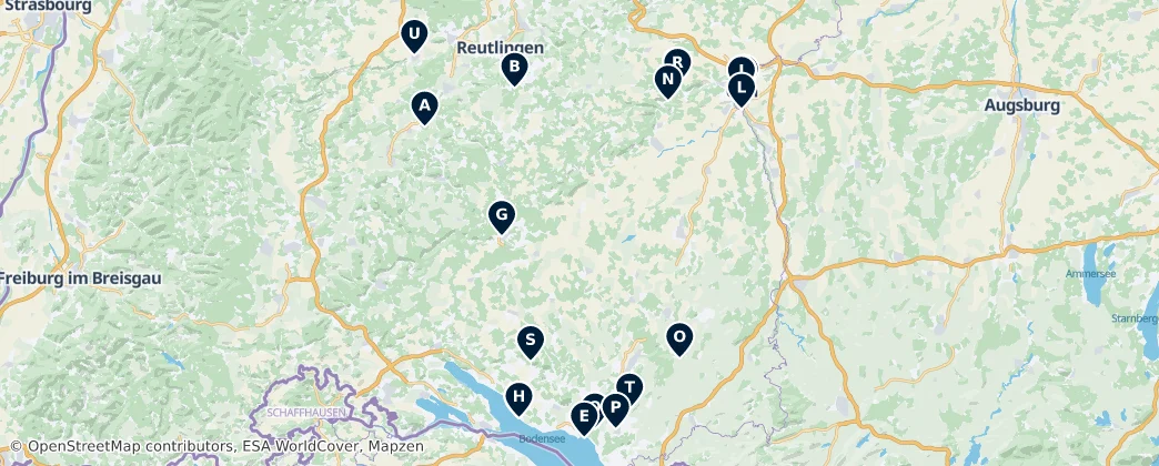 Map of Regierungsbezirk Tübingen