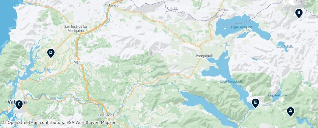 Map of Los Ríos