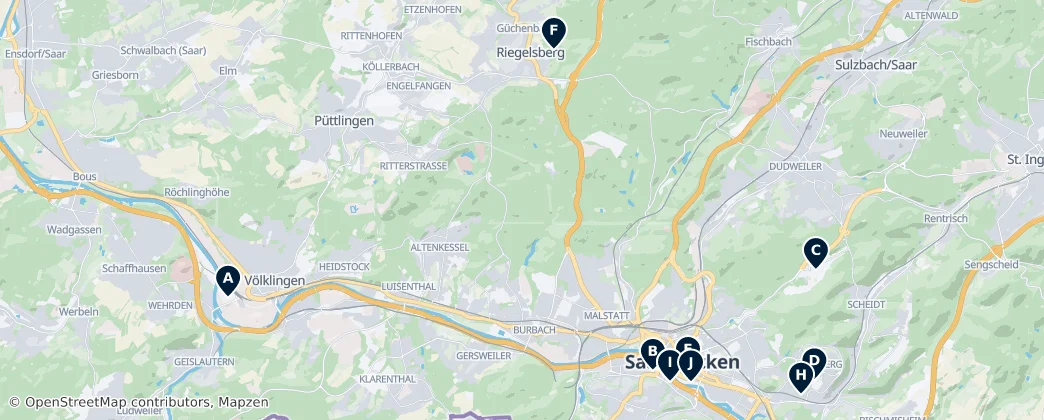 Map of Regionalverband Saarbrücken