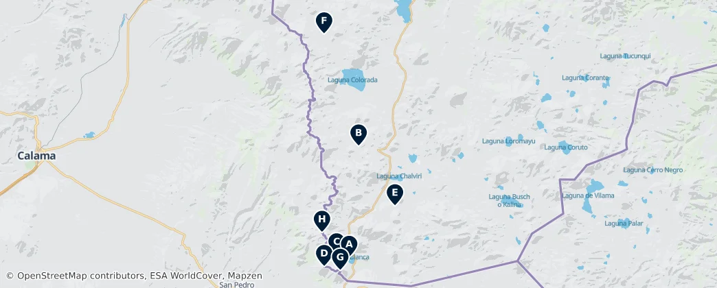 Map of Eduardo Avaroa Andean Fauna National Reserve