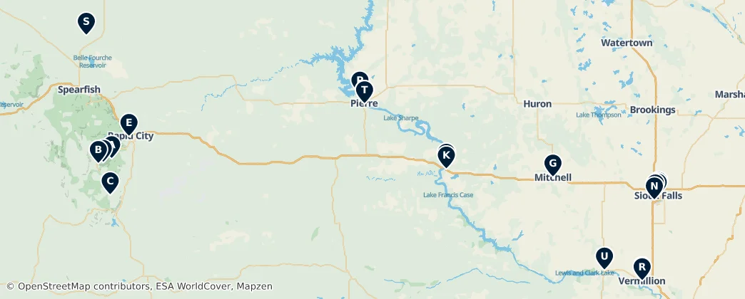 Map of South Dakota