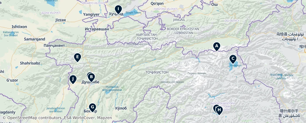 Map of Tadzjikistan