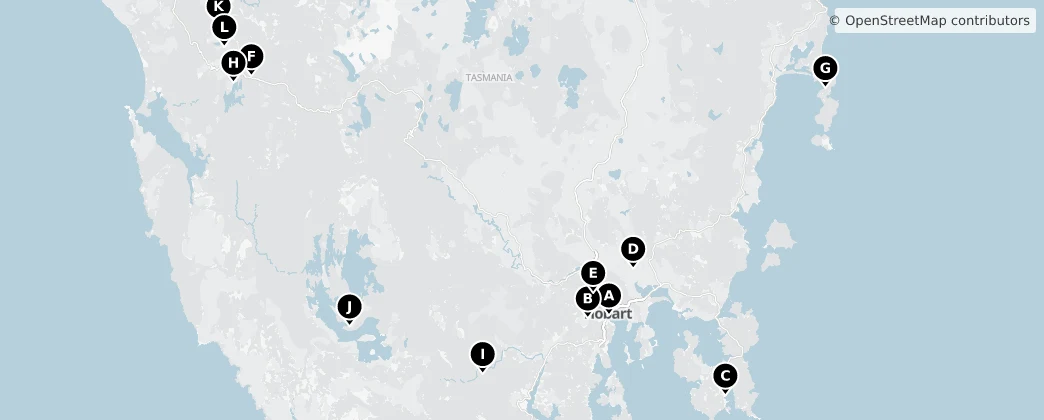 Map of Tasmanië