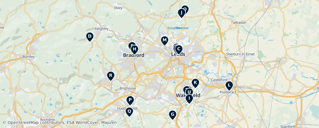 Map of West Yorkshire