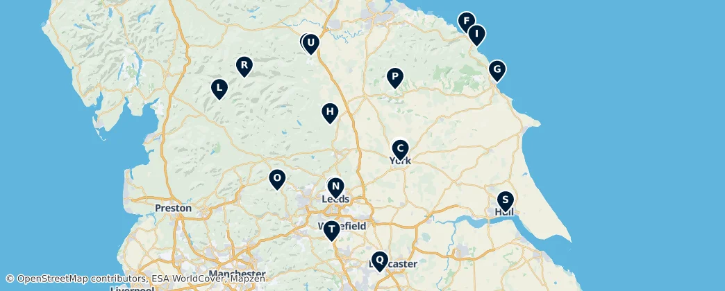 Map of Yorkshire and the Humber