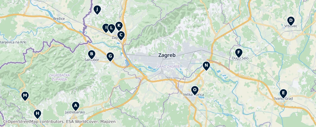 Map of Zagreb