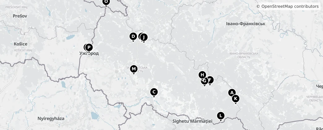 Map of Oblast Transkarpatië