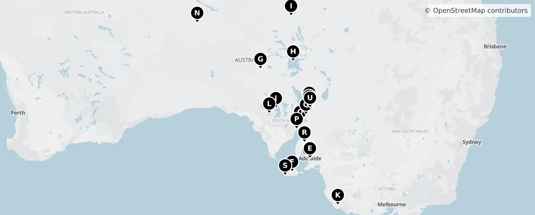 Map of Zuid-Australië