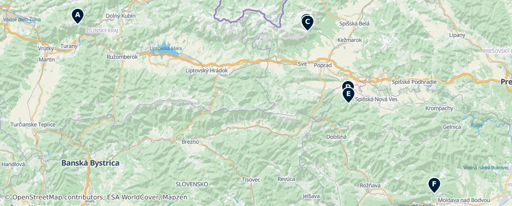 Map of Slowakije
