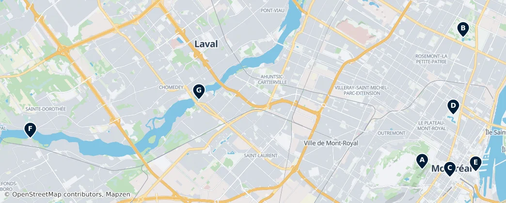 Map of Île de Montréal
