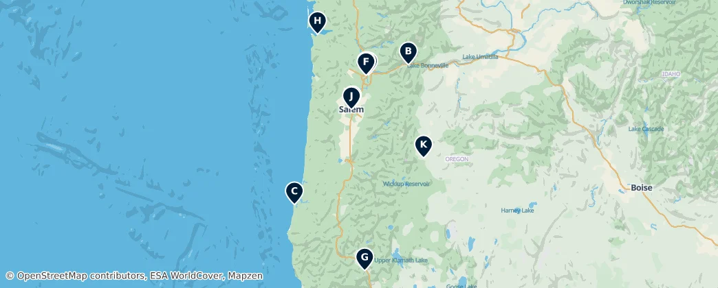 Map of Oregon