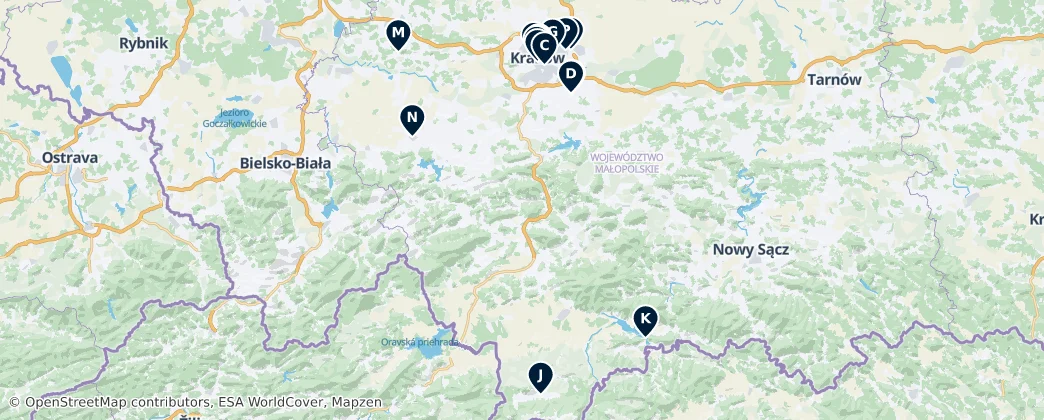 Map of Archidiecezja krakowska