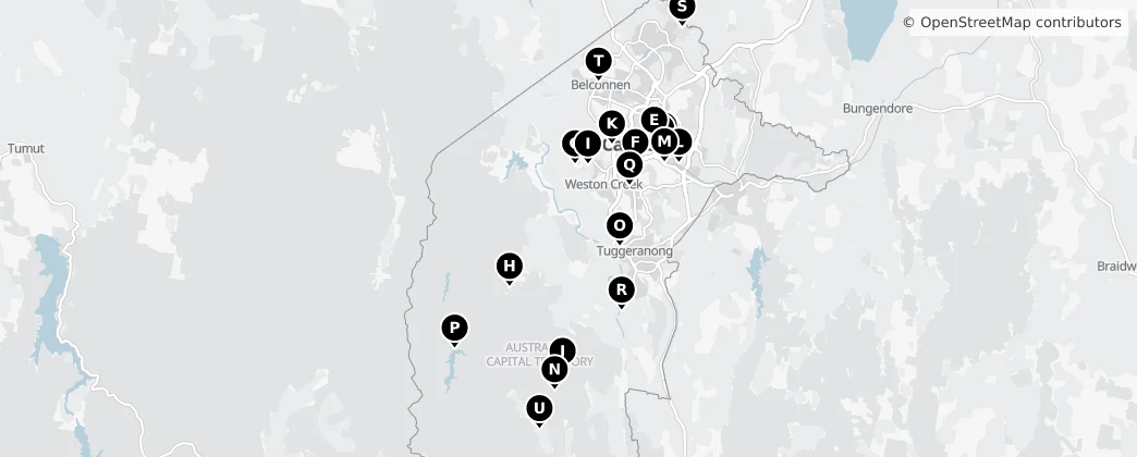 Map of Australijskie Terytorium Stołeczne