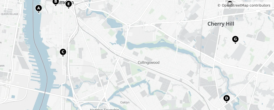Map of Hrabstwo Camden