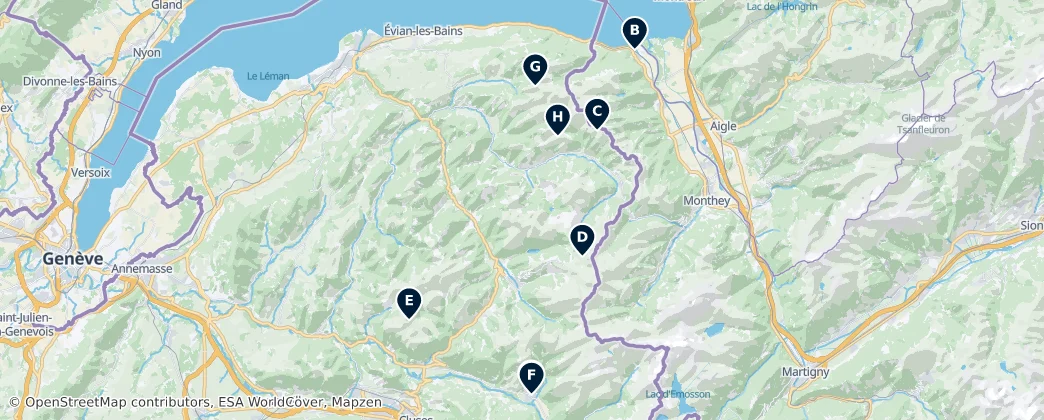 Map of Massifs du Chablais, du Haut-Giffre et des Aiguilles Rouges