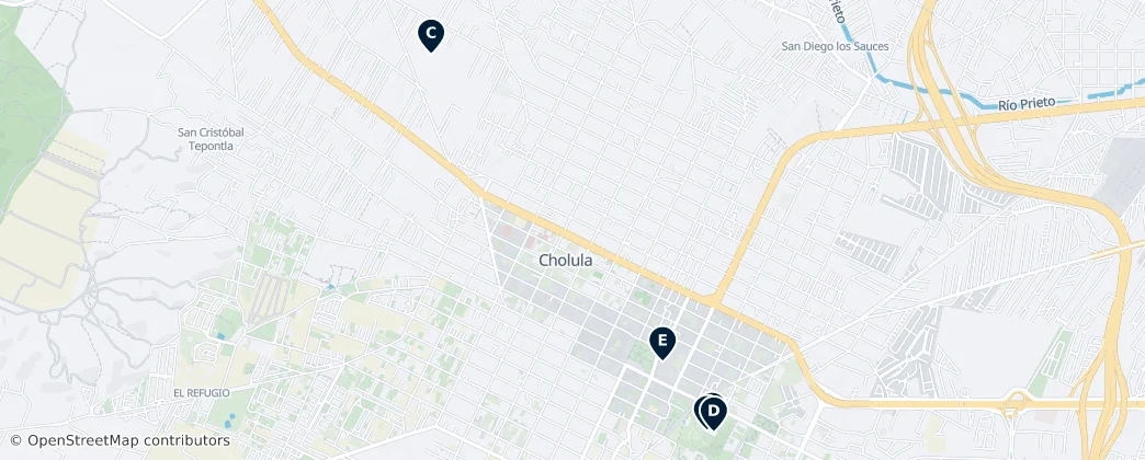 Map of Cholula de Rivadavia