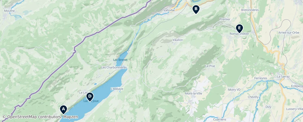 Map of Jura-Nord vaudois District