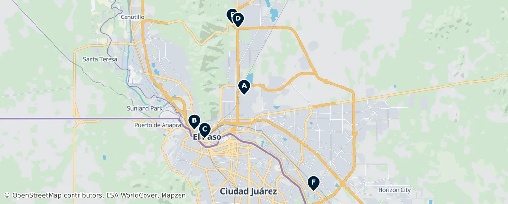 Map of Hrabstwo El Paso