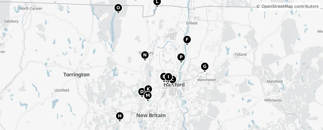 Map of Hrabstwo Hartford