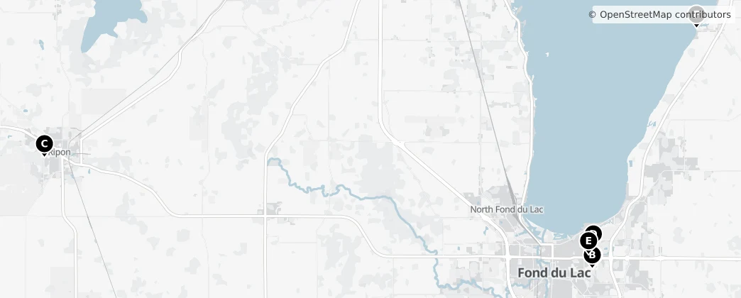 Map of Hrabstwo Fond du Lac