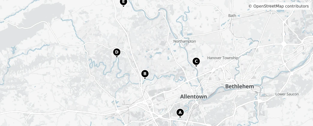 Map of Hrabstwo Lehigh