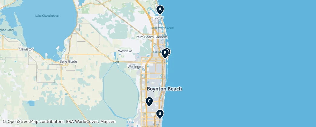 Map of Hrabstwo Palm Beach