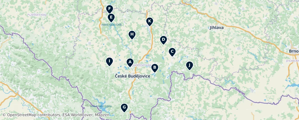 Map of Kraj południowoczeski