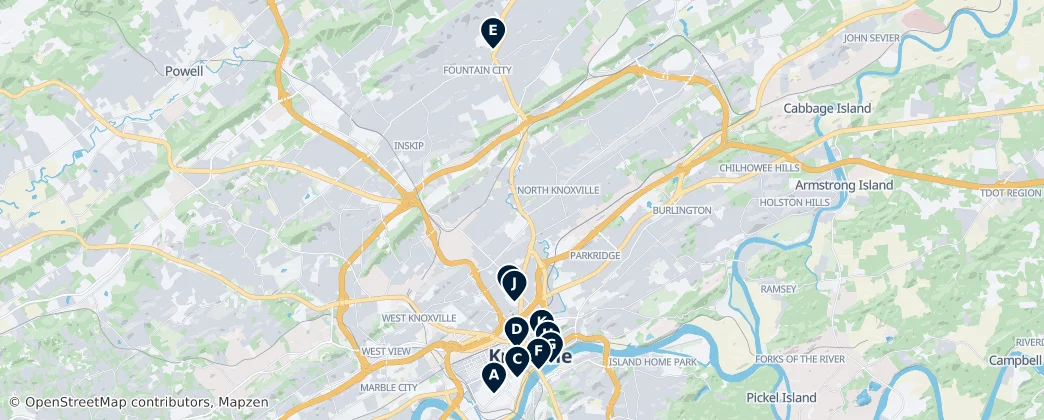 Map of Knoxville