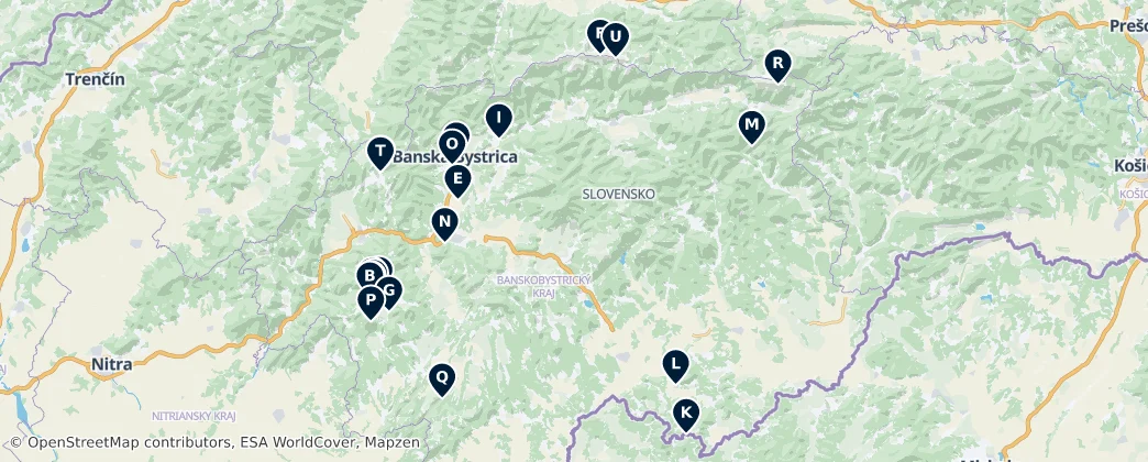 Map of Banskobystrický kraj