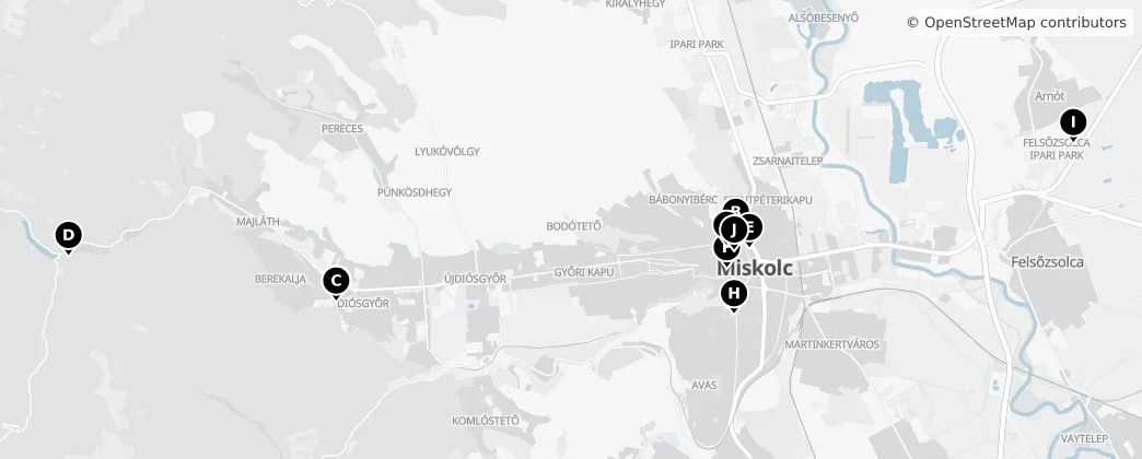 Map of Miskolci járás