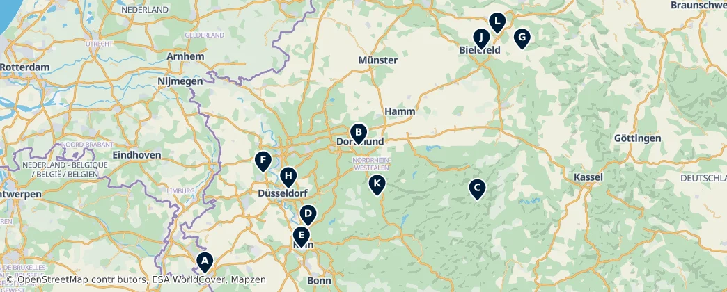 Map of Nadrenia Północna-Westfalia