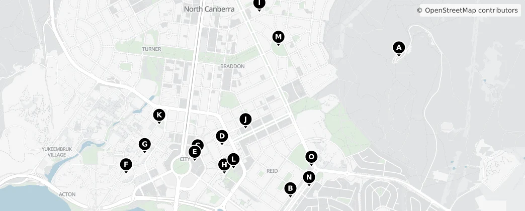 Map of North Canberra