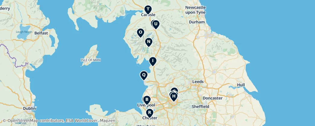 Map of North West England