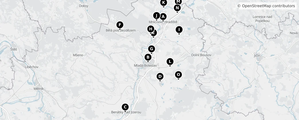 Map of Powiat Mladá Boleslav