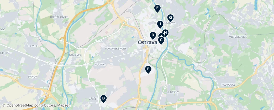 Map of Powiat Ostrawa