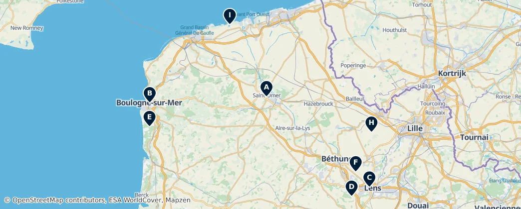 Map of Pas-de-Calais