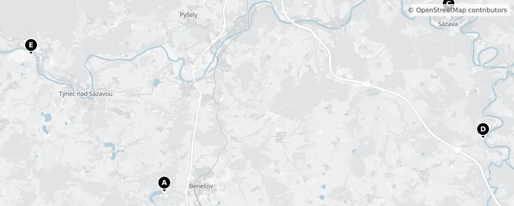 Map of Powiat Benešov