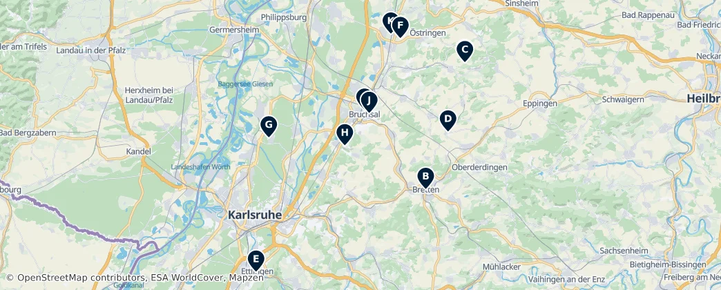 Map of Landkreis Karlsruhe