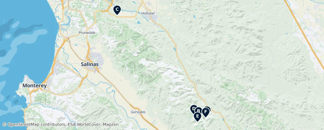 Map of Hrabstwo San Benito