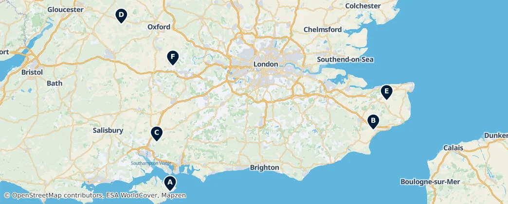 Map of South East England
