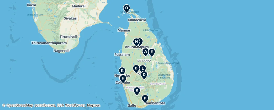 Map of Srí Lanka