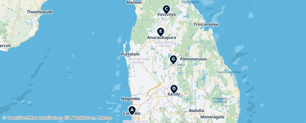 Map of Srí Lanka